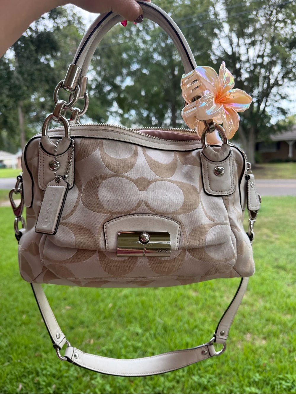 Coach Kristen Signature Canvas Satchel in Beige